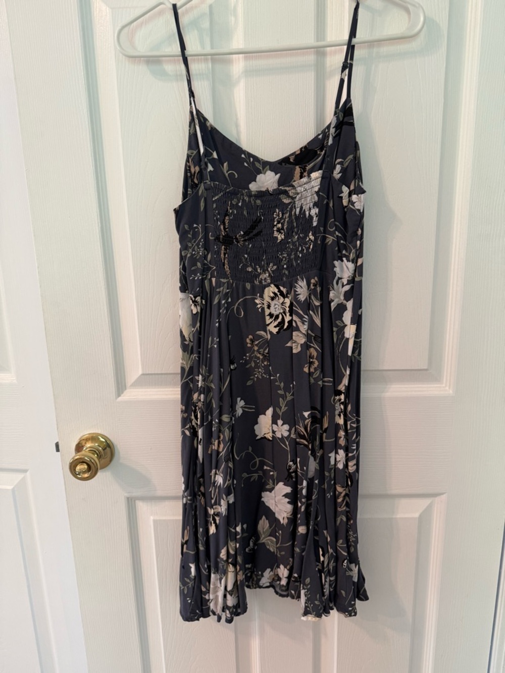Floral Noir Slip Dress with Spaghetti Straps - Picture 2 of 4